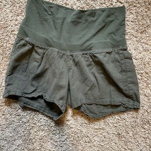 Olive green maternity shorts